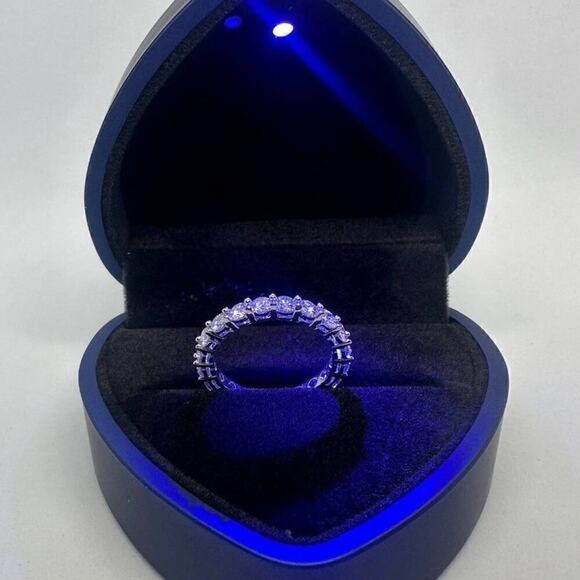 Moissanite Diamond Eternity Band Wedding Ring GRA Certified Size 8 - Picture 8 of 11